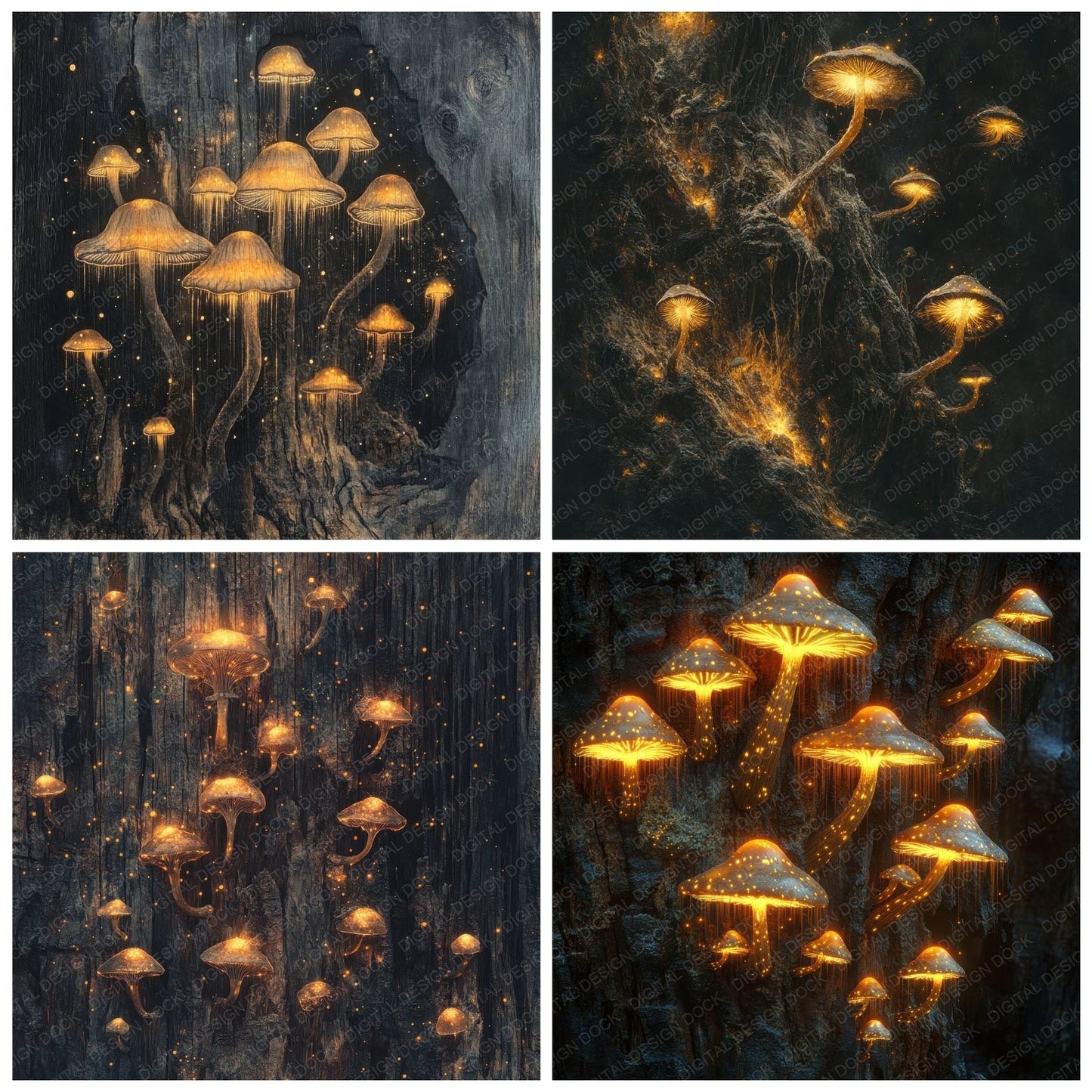 Bioluminescent Fungi Digital Paper Pack (DDD000371)