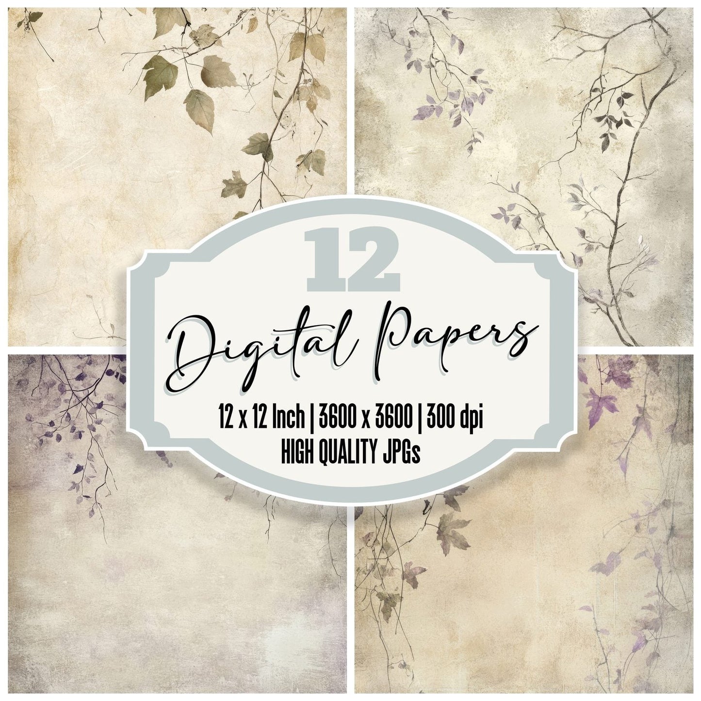 Birch Leaves Digital Paper Pack (DDD000372)