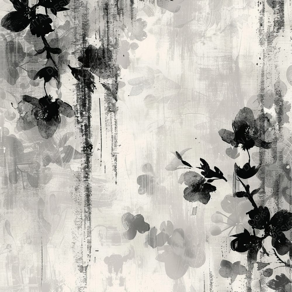 Black and White Floral Stripes Digital Paper Pack (DDD000376)