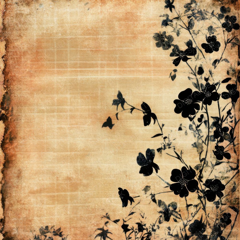 Black Floral Silhouettes Digital Paper Pack (DDD000378)