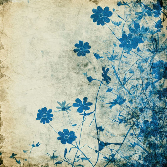 Blue Floral Silhouettes Digital Paper Pack (DDD000379)