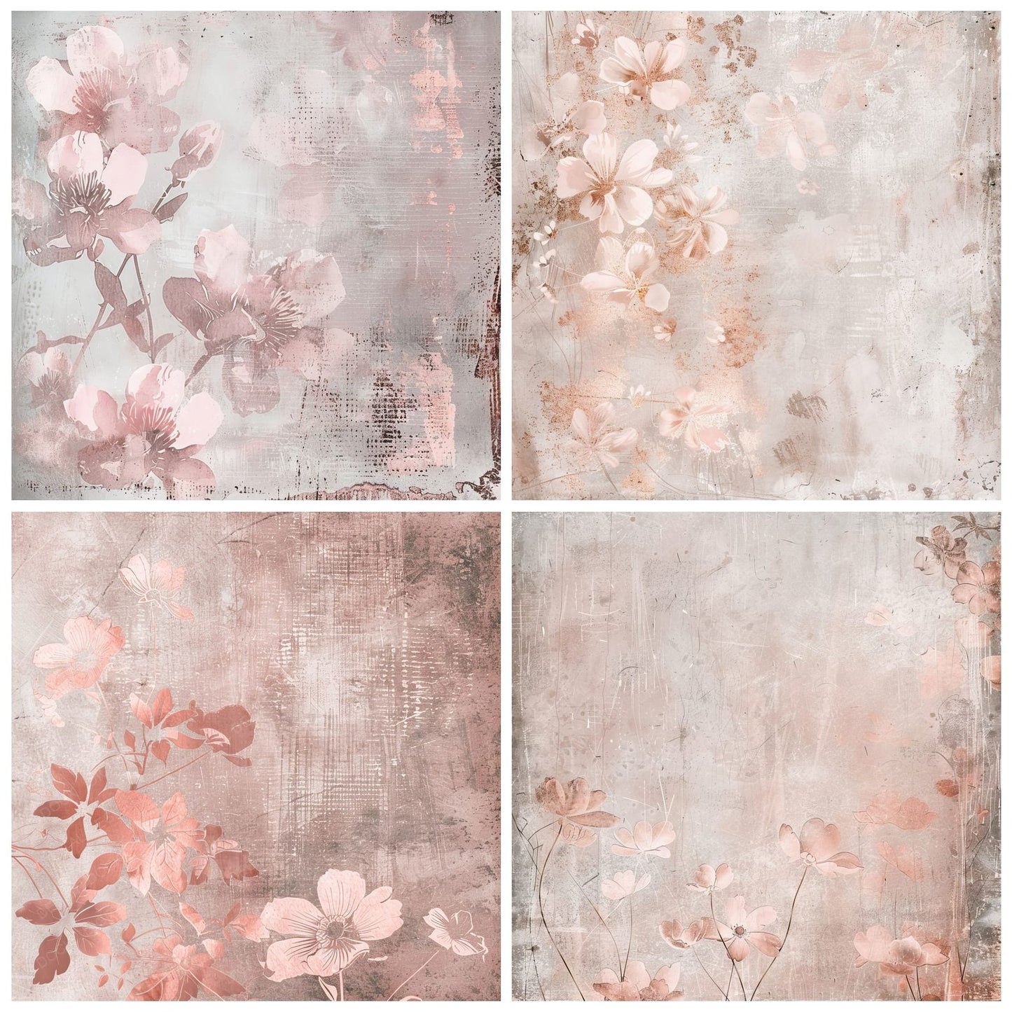 Blush Pink Floral Digital Paper Pack (DDD000382)