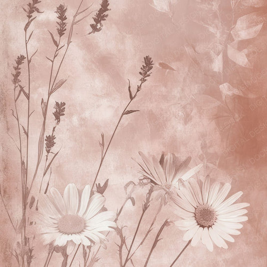 Blush Scratched Florals Digital Paper Pack (DDD000383)