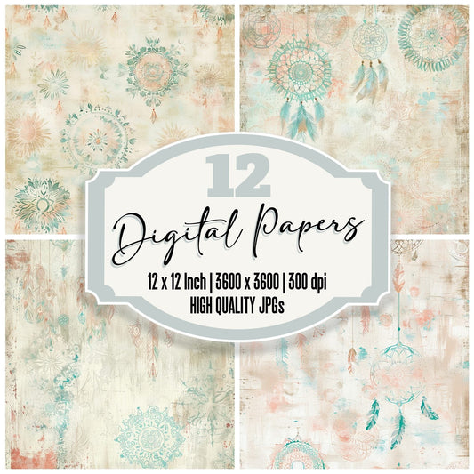 Boho Dreamcatchers Digital Paper Pack (DDD000385)