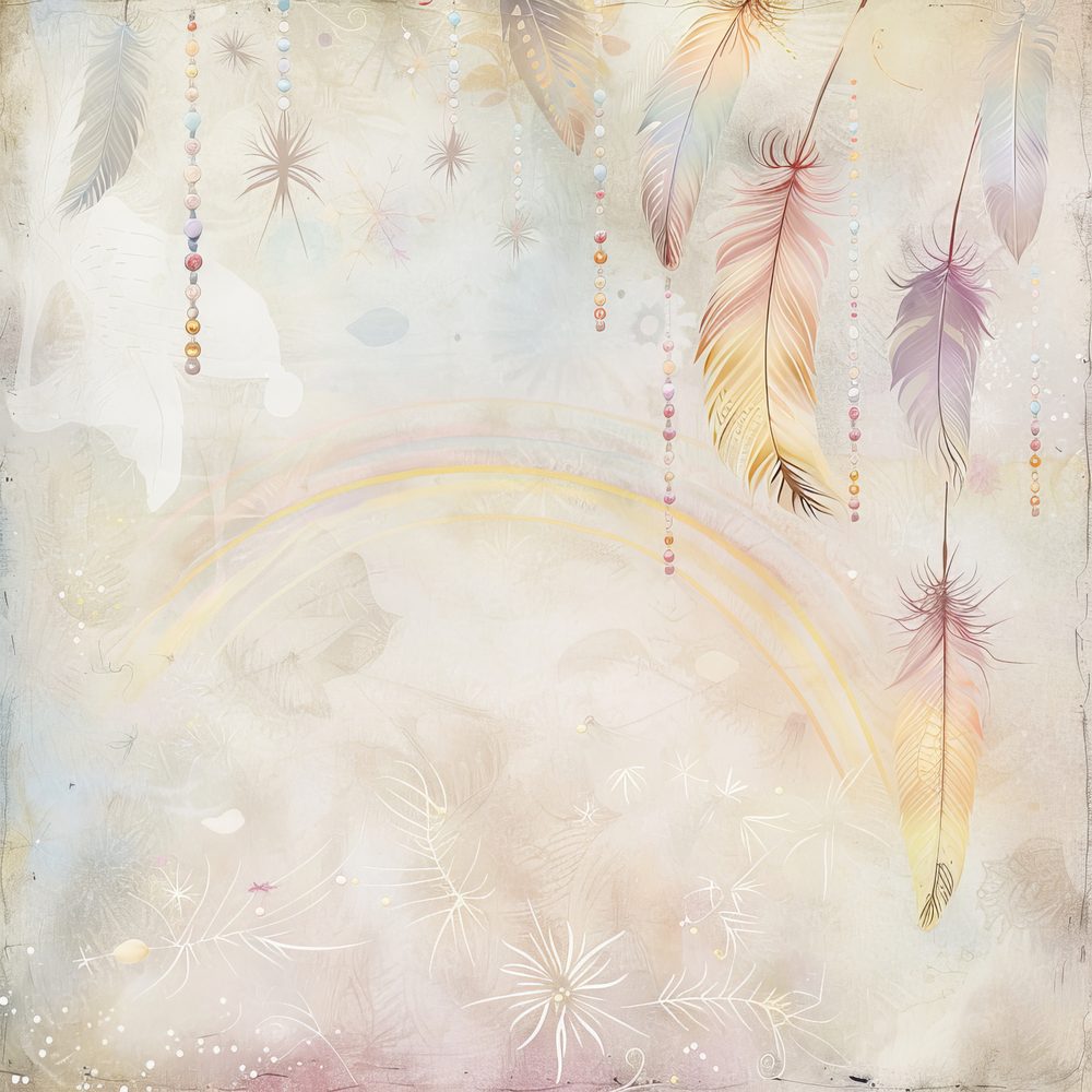 Boho Rainbow Pastel Feathers Digital Paper Pack (DDD000386)