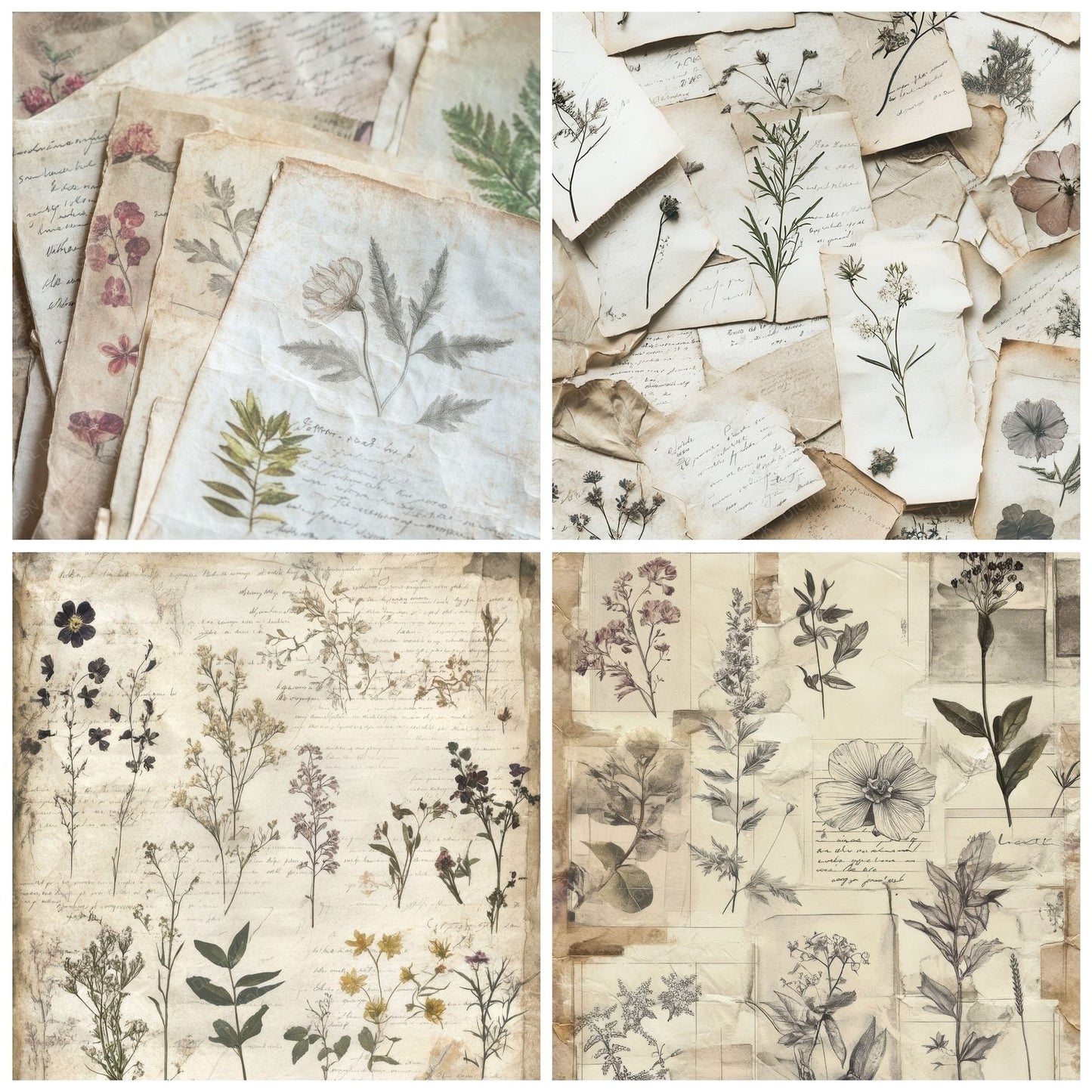 Botanical Herbarium Ink Digital Paper Pack (DDD000389)