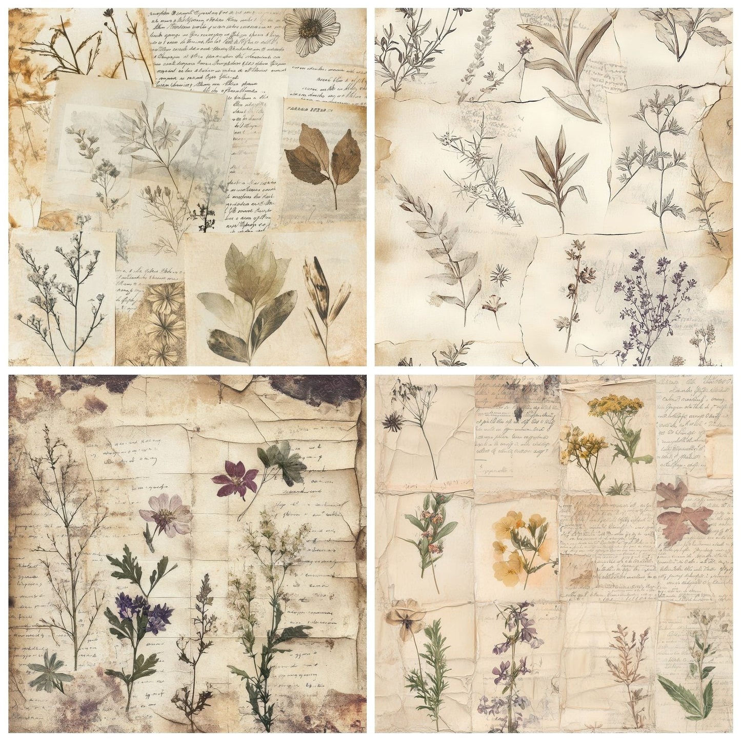 Botanical Herbarium Ink Digital Paper Pack (DDD000389)
