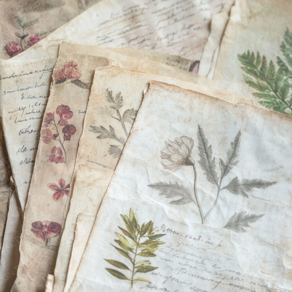 Botanical Herbarium Ink Digital Paper Pack (DDD000389)