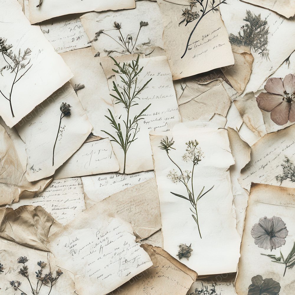 Botanical Herbarium Ink Digital Paper Pack (DDD000389)