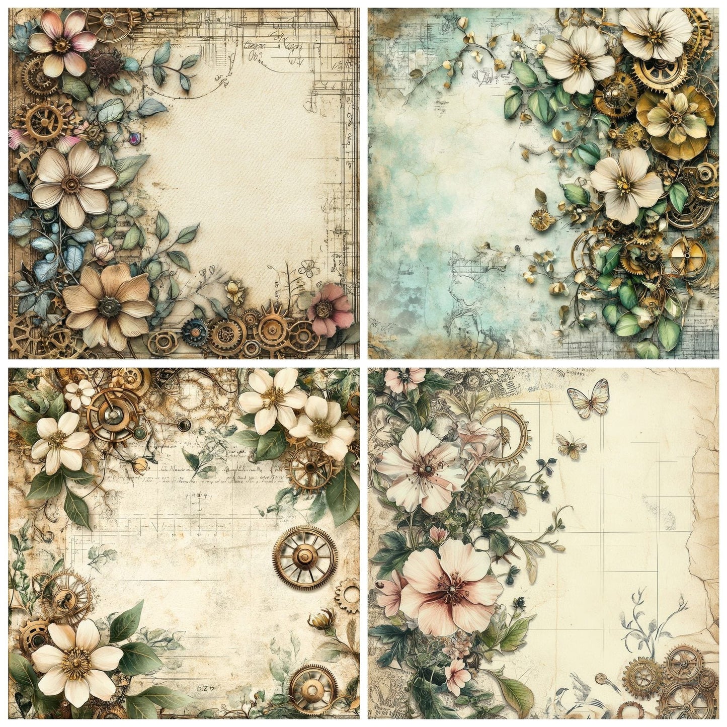 Botanical Steampunk Digital Paper Pack (DDD000390)