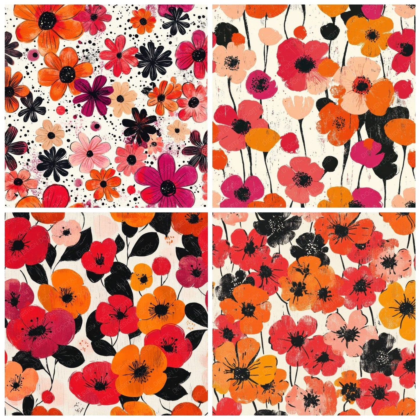 Bubble Pop Florals Digital Paper Pack (DDD000393)