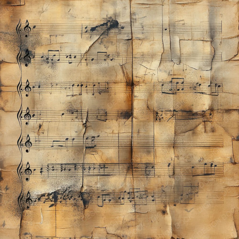 Burnt Music Sheets Digital Paper Pack (DDD000394)