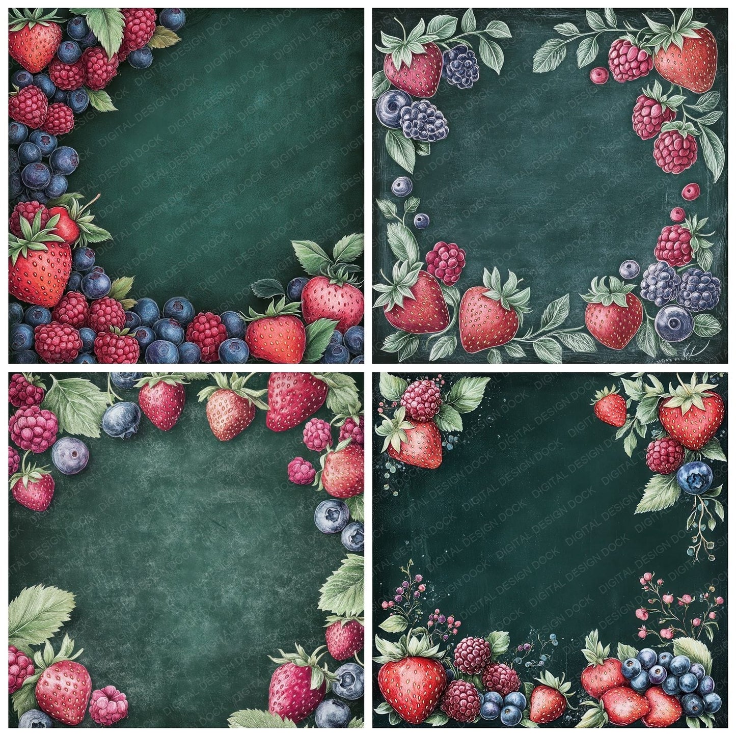 Chalk Berry Border Digital Paper Pack (DDD000397)
