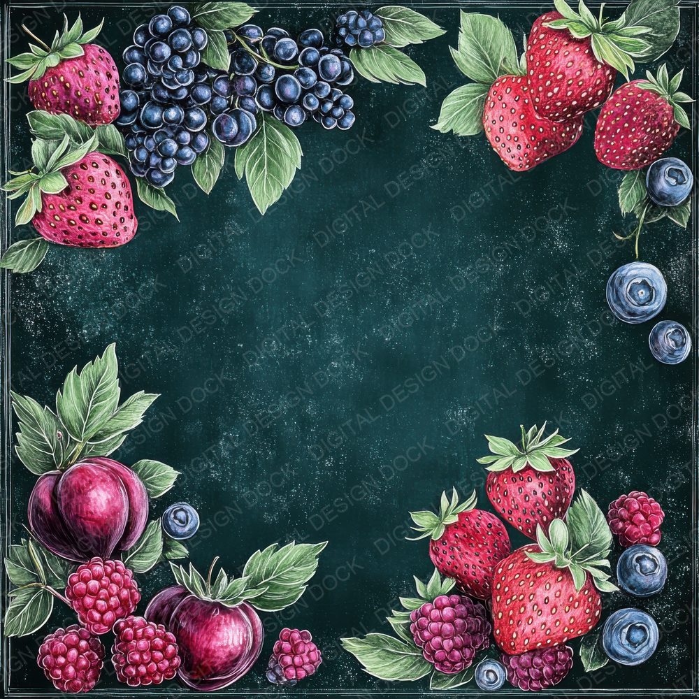 Chalk Berry Border Digital Paper Pack (DDD000397)