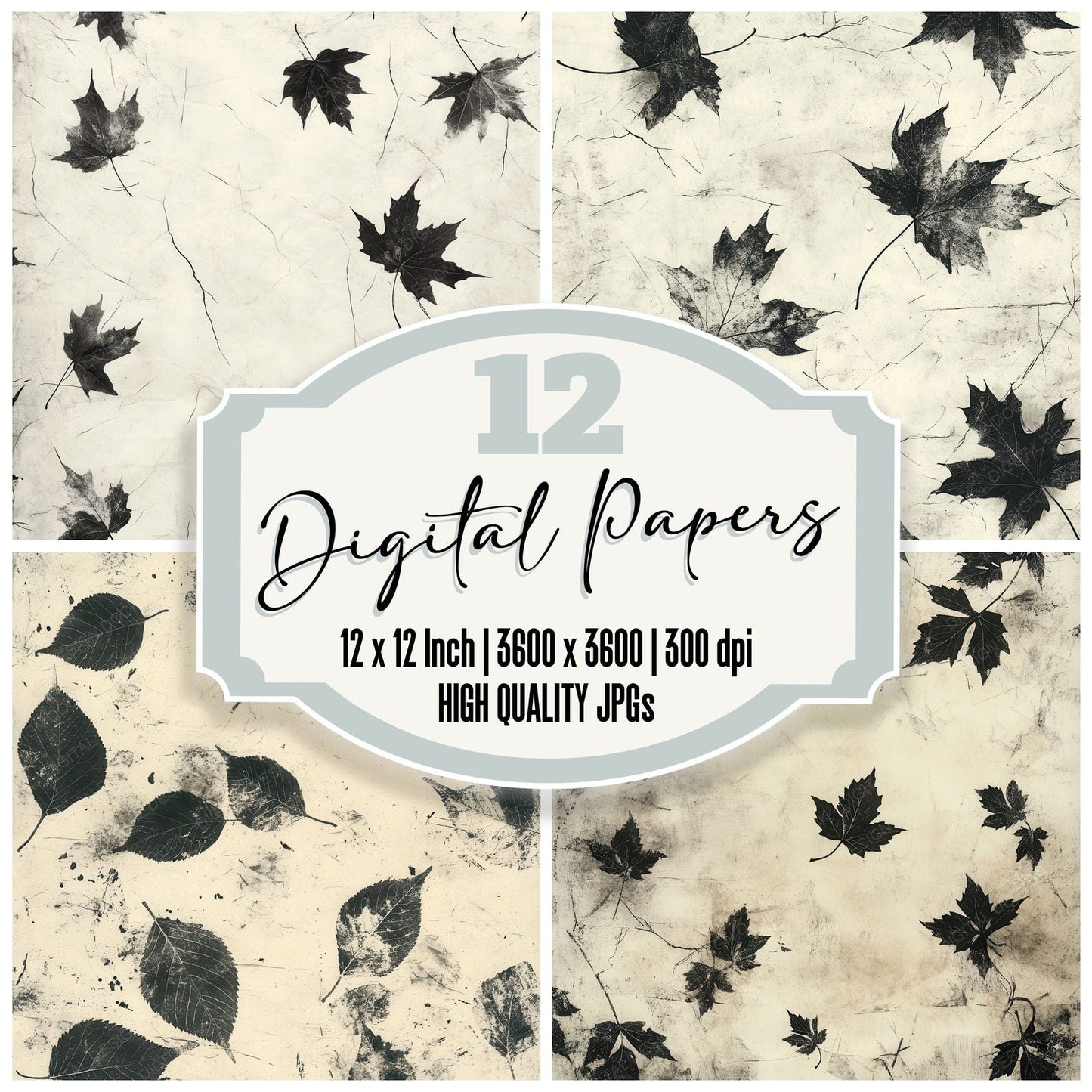 Chalk Blurred Leaves Digital Paper Pack (DDD000398)