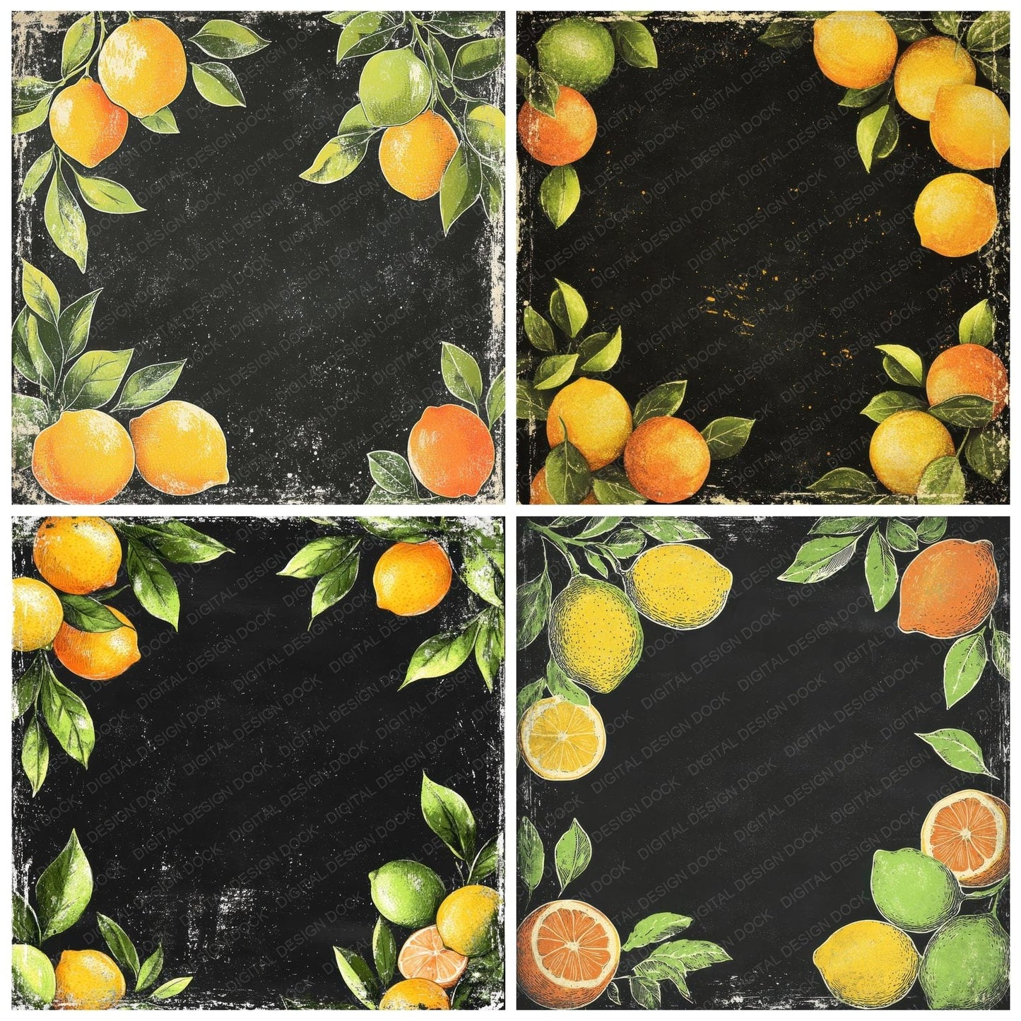 Chalk Citrus Frame Digital Paper Pack (DDD000399)
