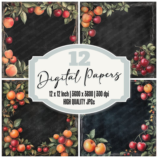 Chalk Orchard Fruits Digital Paper Pack (DDD000400)