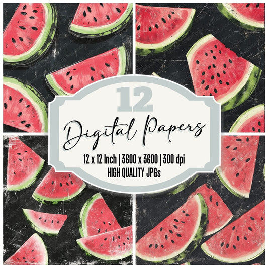 Chalk Watermelon Frame Digital Paper Pack (DDD000402)