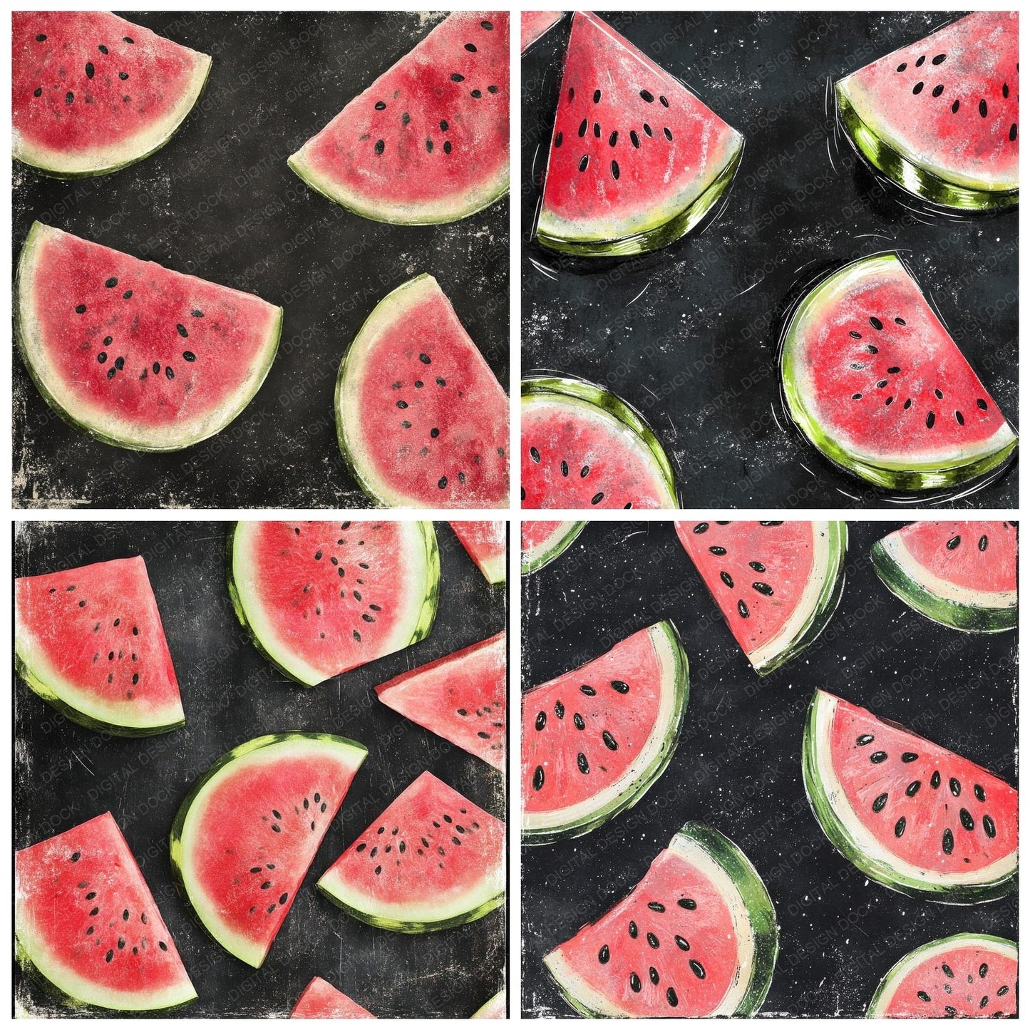 Chalk Watermelon Frame Digital Paper Pack (DDD000402)