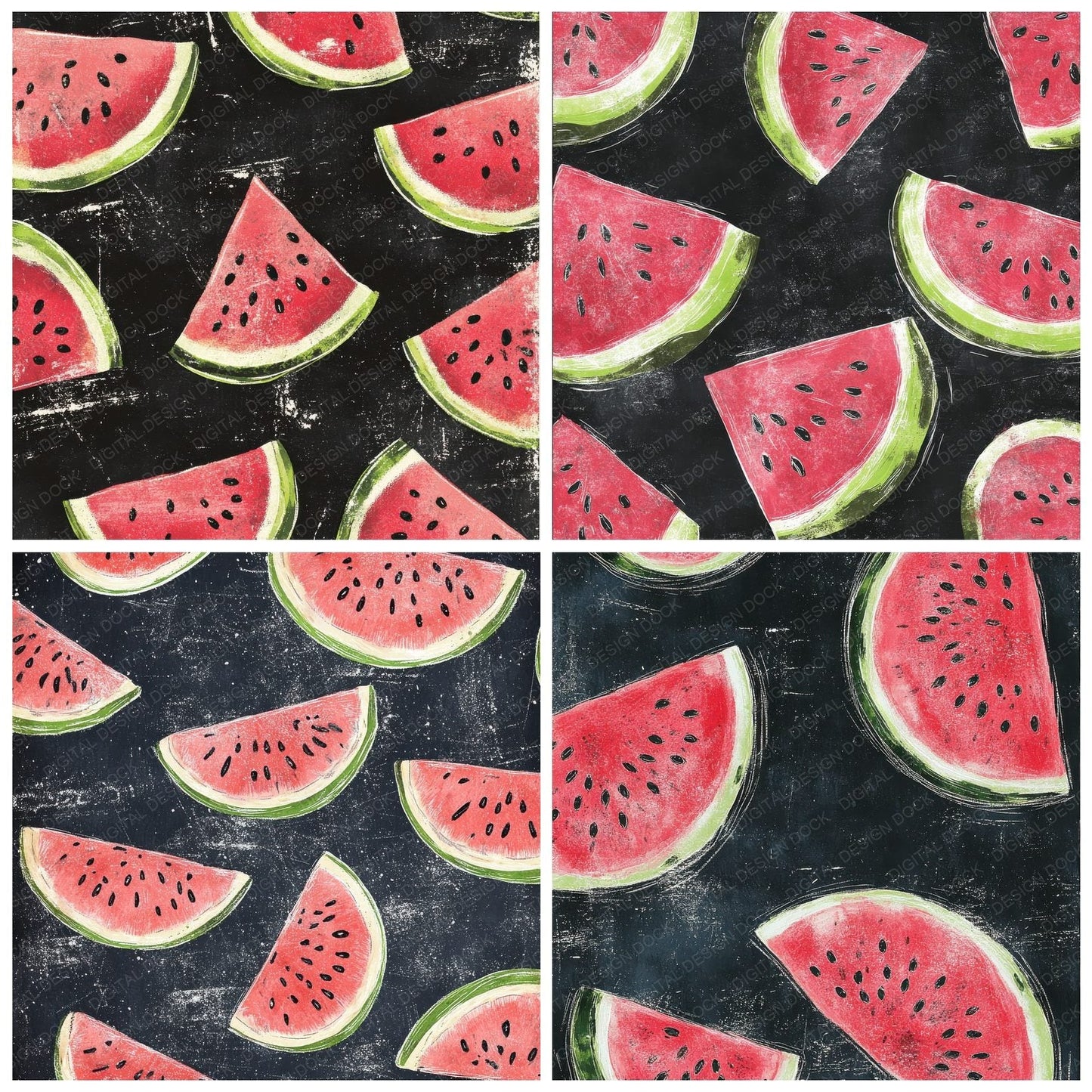 Chalk Watermelon Frame Digital Paper Pack (DDD000402)
