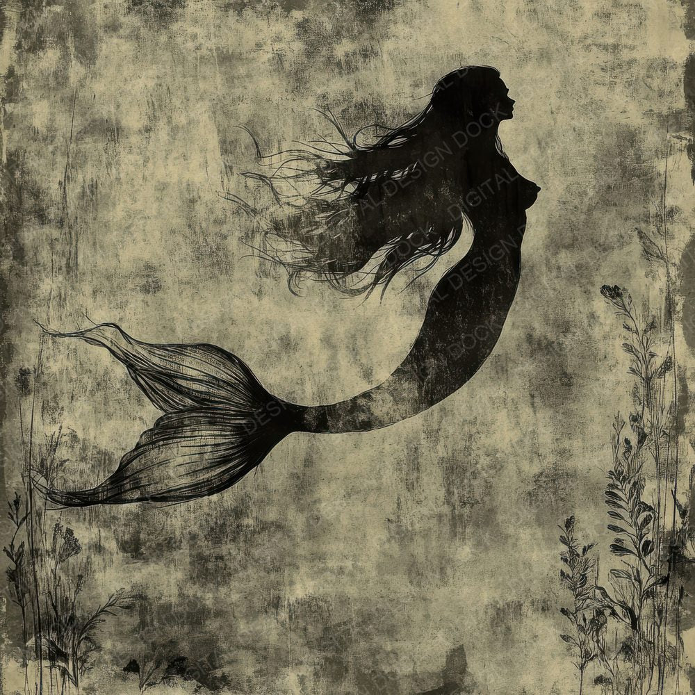 Charcoal Mermaid Digital Paper Pack (DDD000406)
