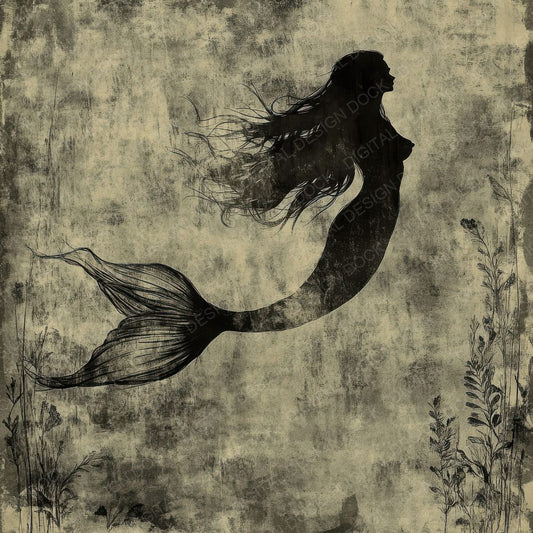 Charcoal Mermaid Digital Paper Pack (DDD000406)