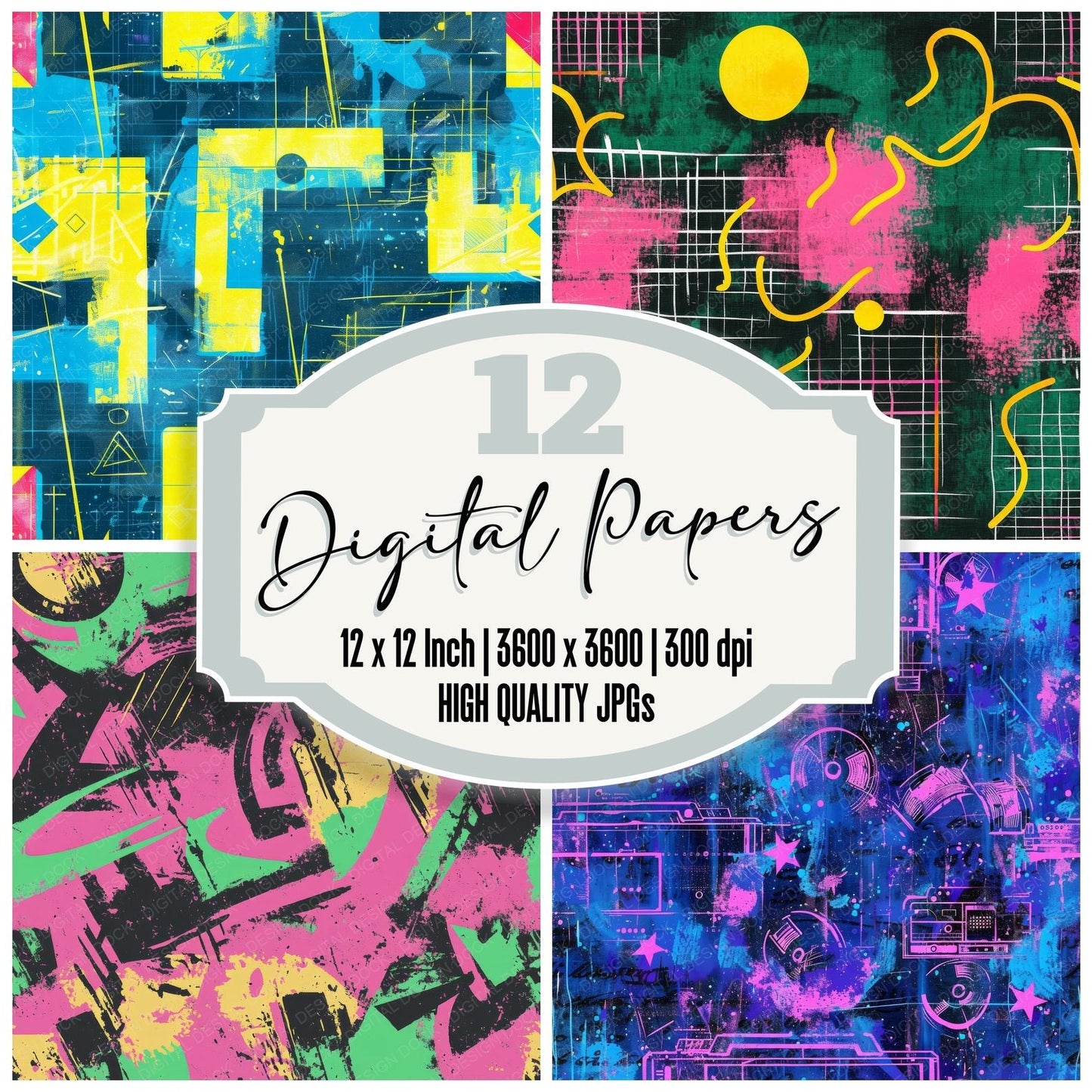 Classic 80s Seamless Pattern Digital Paper Pack (DDD000412)