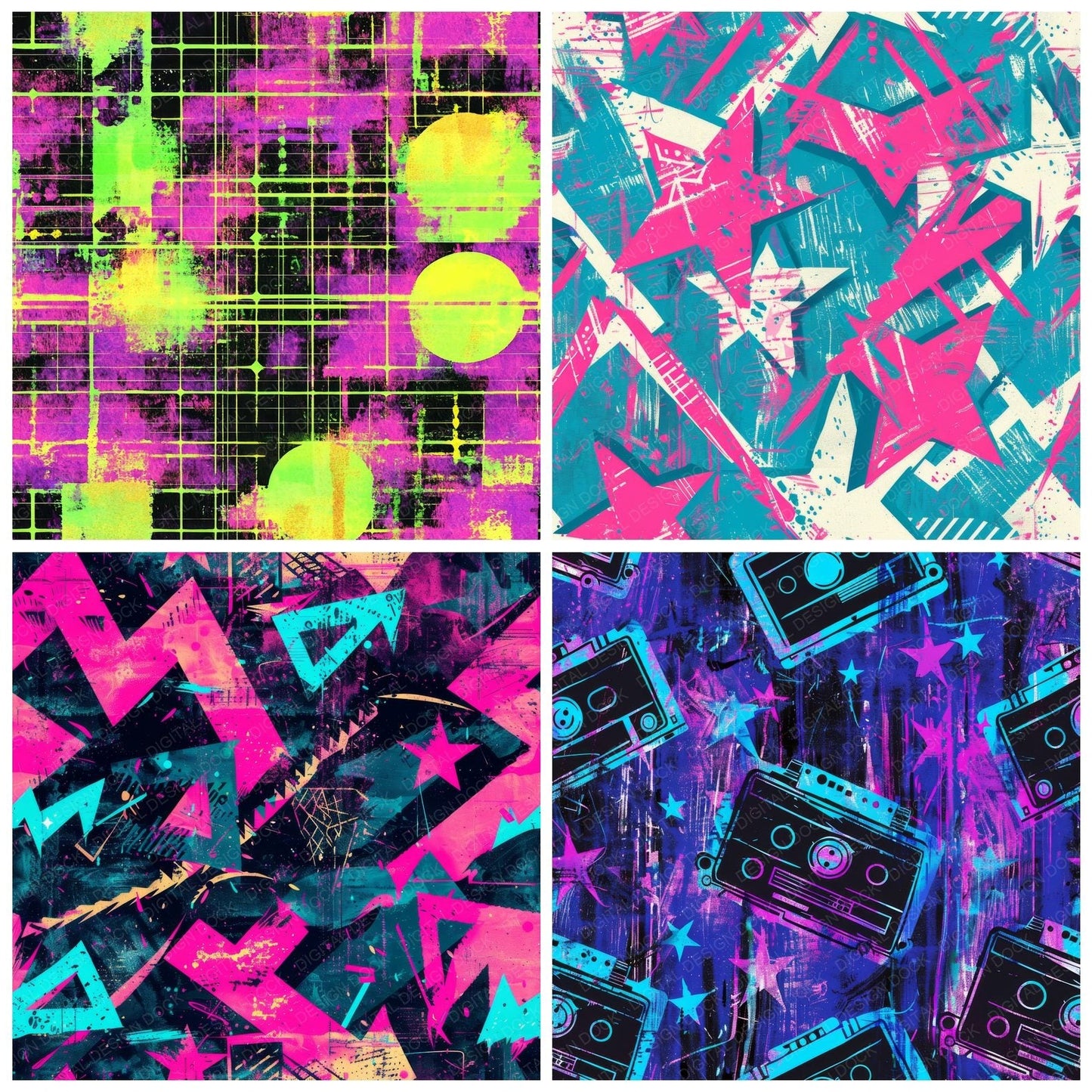 Classic 80s Seamless Pattern Digital Paper Pack (DDD000412)