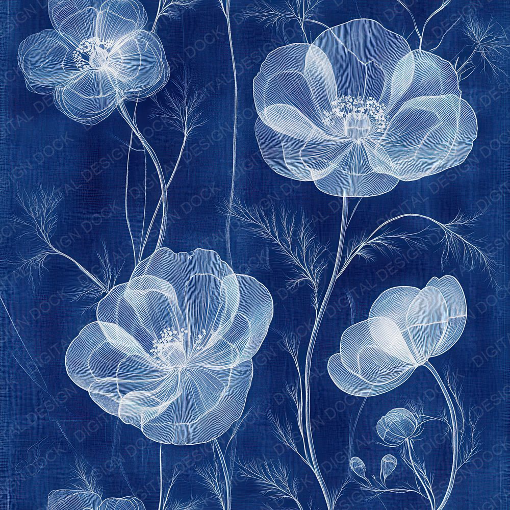 Cobalt X-Ray Florals Digital Paper Pack (DDD000414)