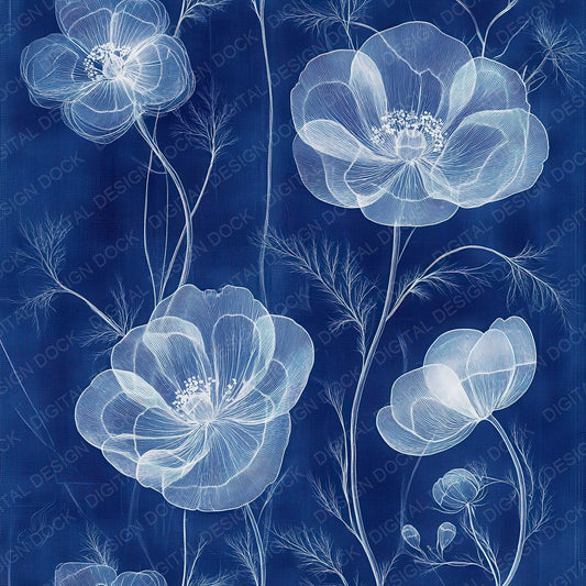 Cobalt X-Ray Florals Digital Paper Pack (DDD000414)