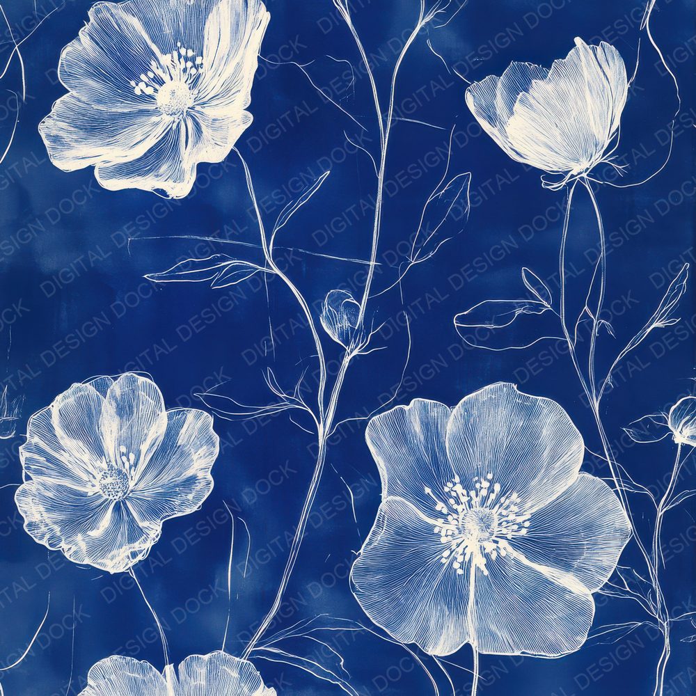 Cobalt X-Ray Florals Digital Paper Pack (DDD000414)