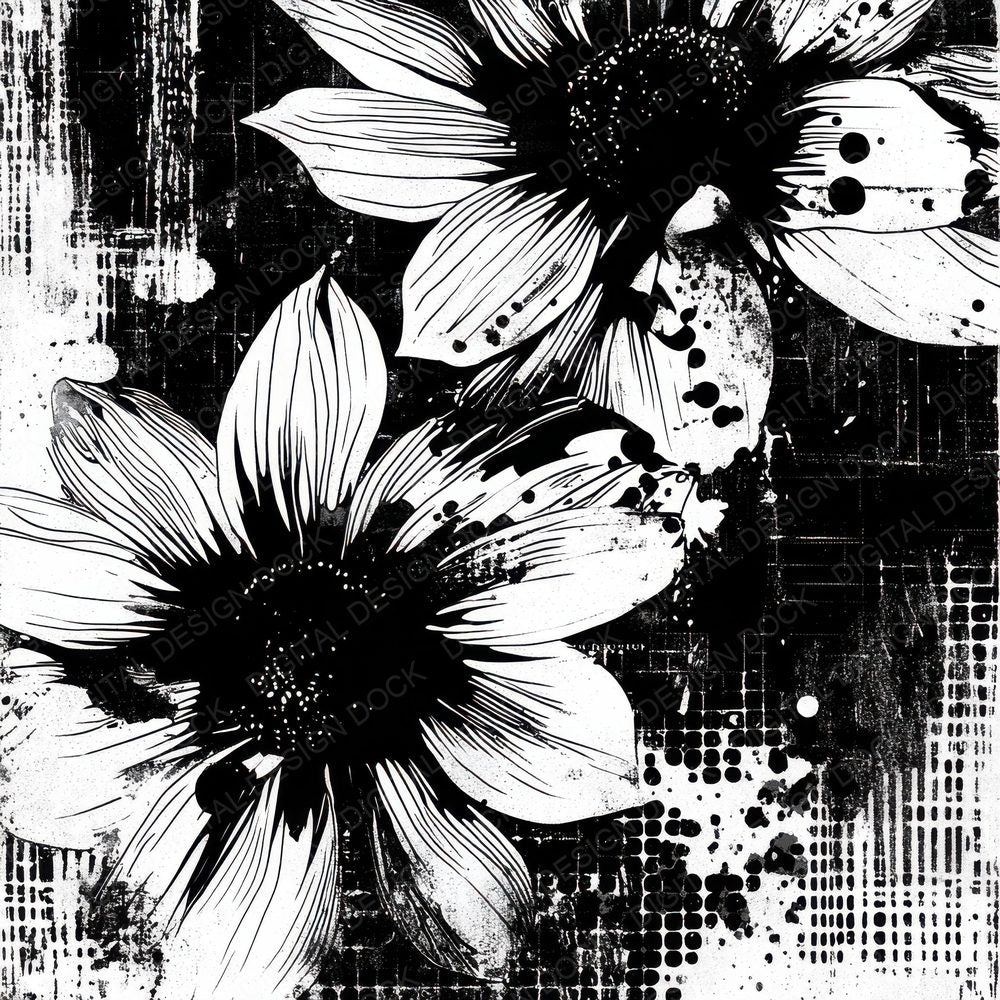 Comic Ink Flowers Digital Paper Pack (DDD000416)