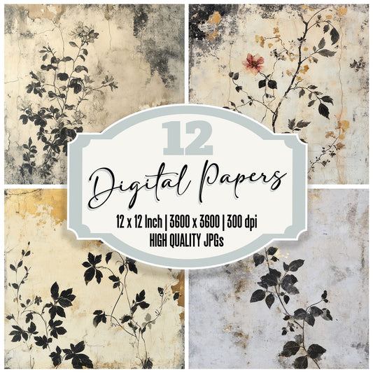 Cracked Floral Fresco Digital Paper Pack (DDD000429)