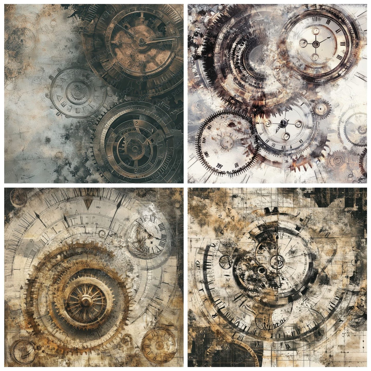 Cracked Timepieces Spiral Digital Paper Pack (DDD000430)