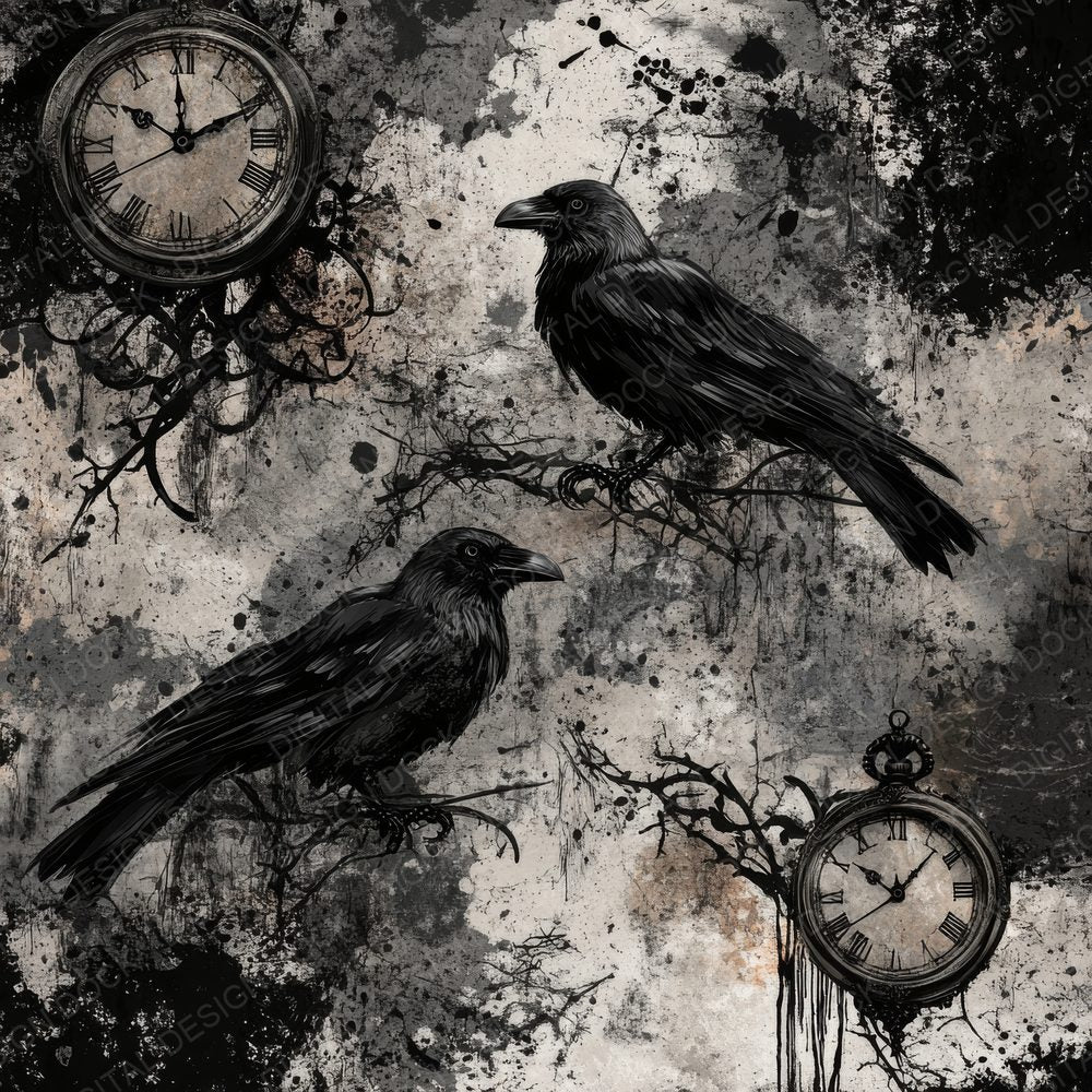 Crows and Pocket Watches Digital Paper Pack (DDD000436)