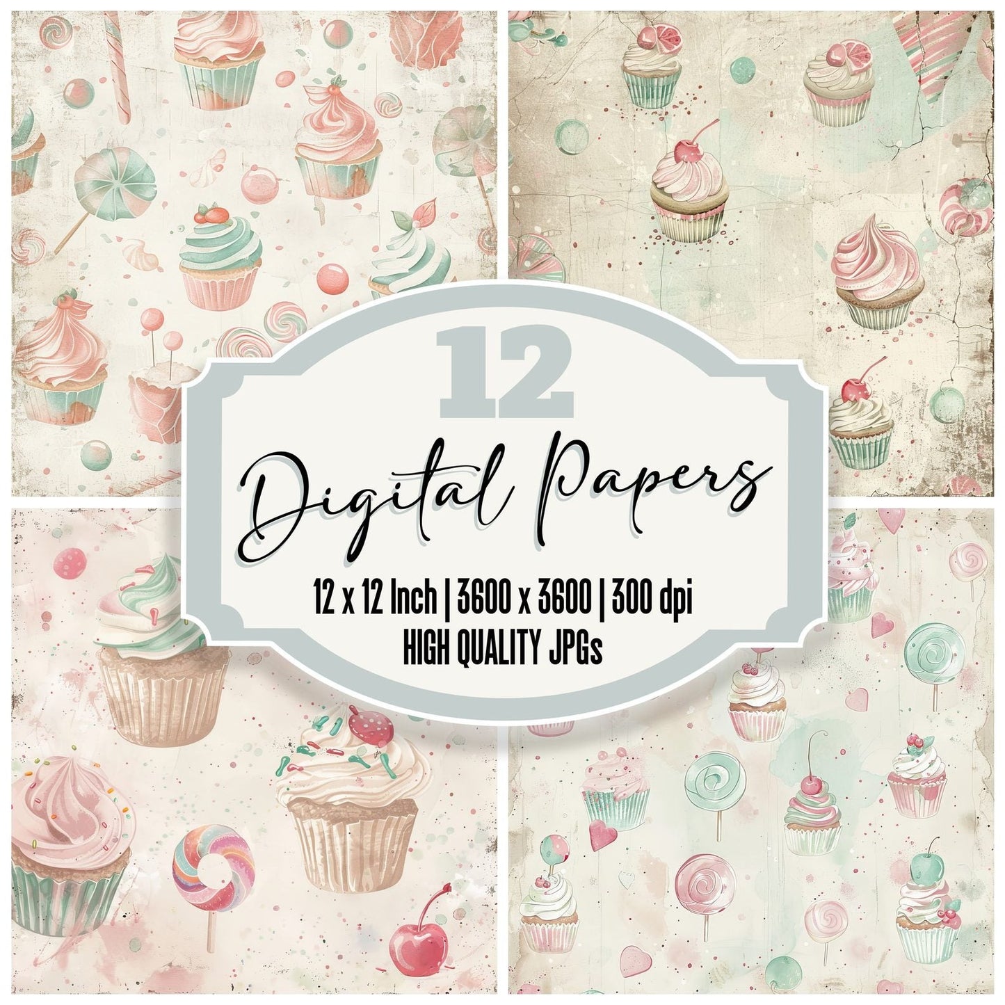 Cupcakes and Candy Digital Paper Pack (DDD000440)