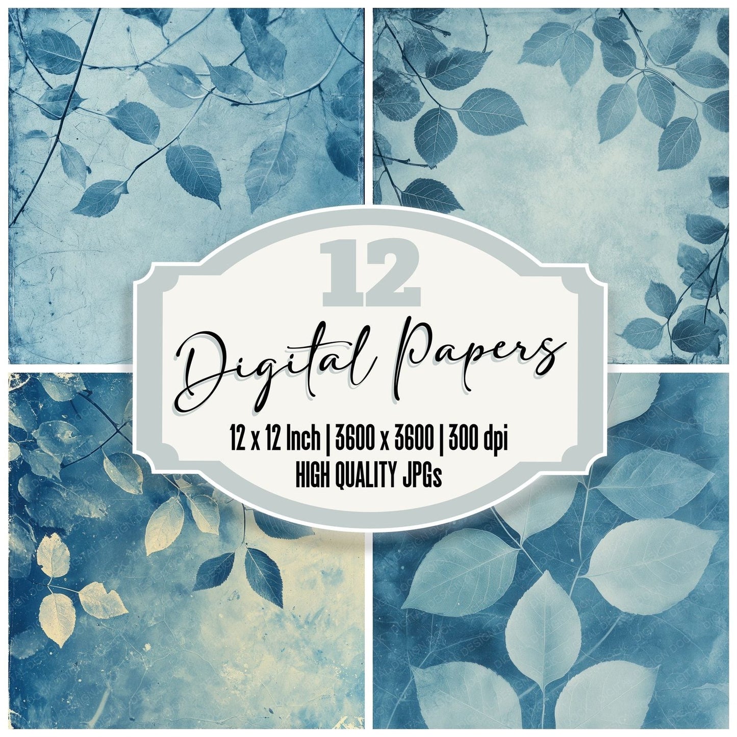 Cyanotype Leaf Film Digital Paper Pack (DDD000443)