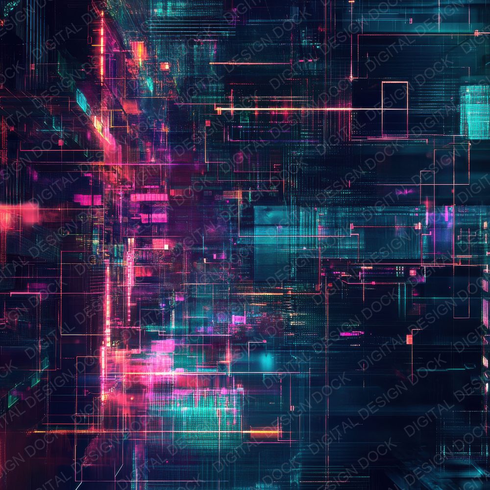 Cyber Glitch Grid Digital Paper Pack (DDD000444)