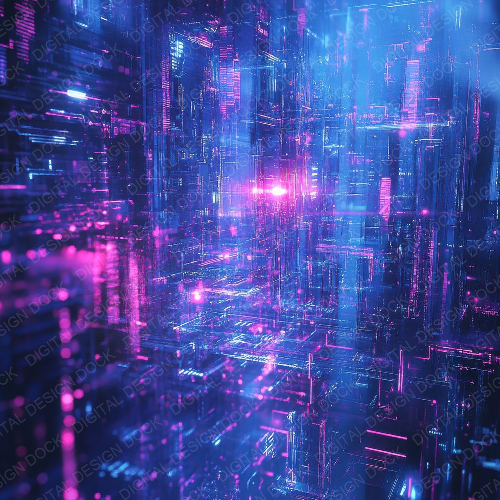 Cyber Glitch Grid Digital Paper Pack (DDD000444)