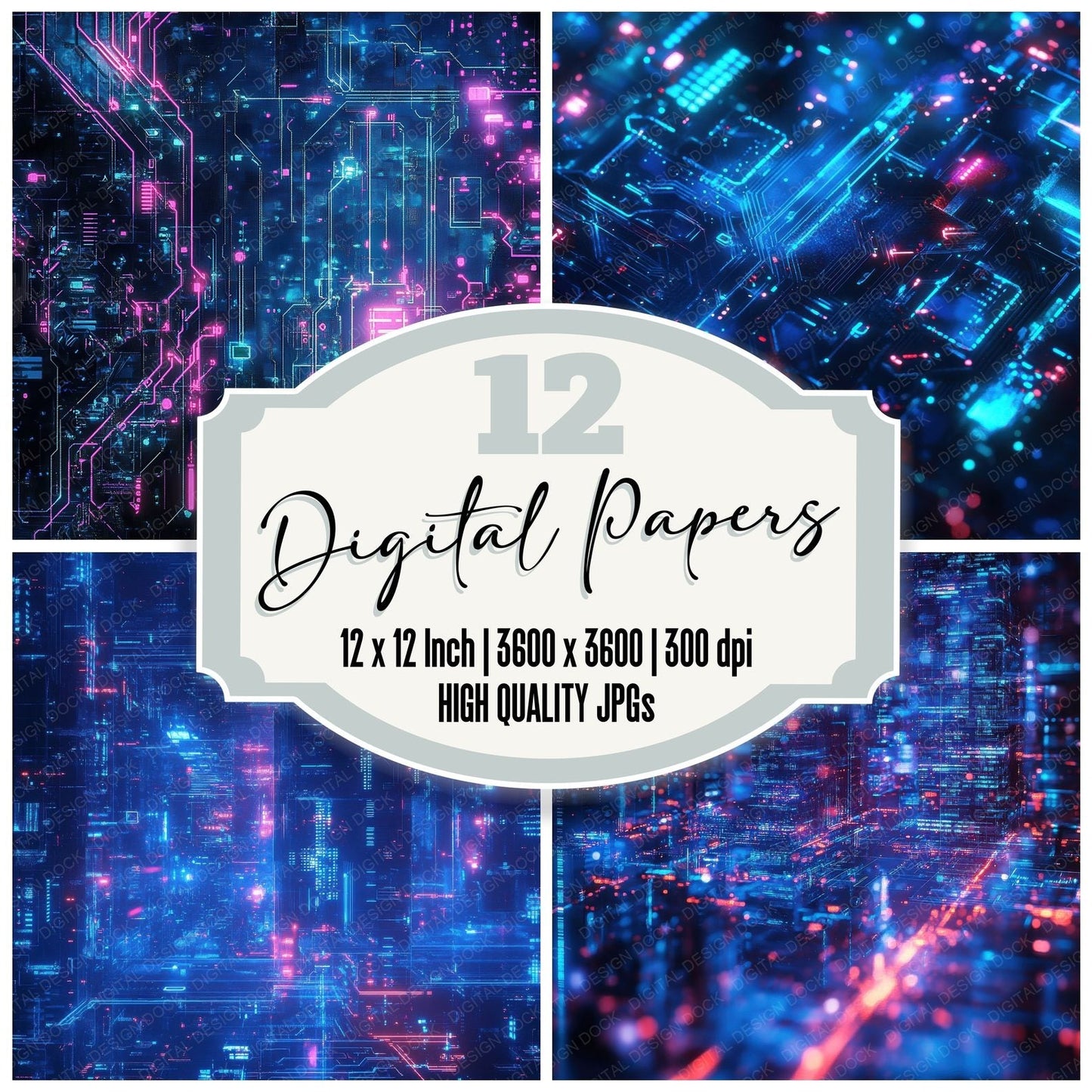 Cyberpunk Holograph Digital Paper Pack (DDD000445)