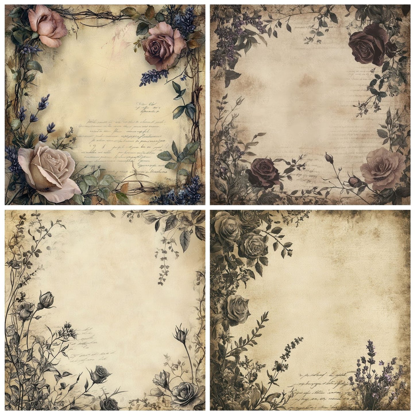 Dark Academia Flora Digital Paper Pack (DDD000449)