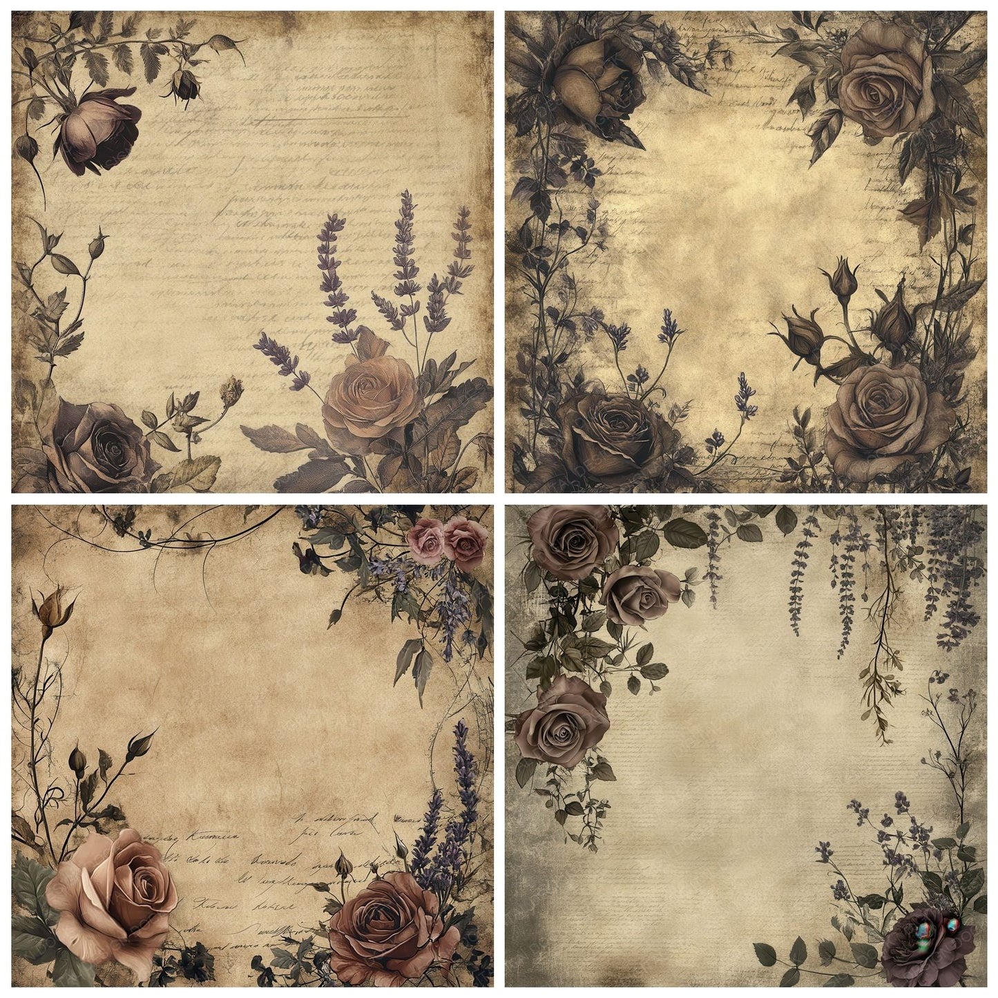 Dark Academia Flora Digital Paper Pack (DDD000449)