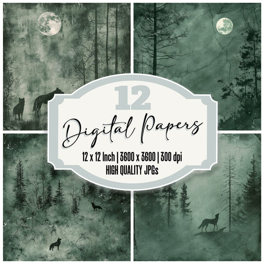 Dark Green Forest Digital Paper Pack (DDD000451)