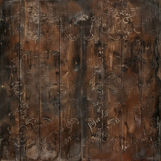 Dark Mahogany Floral Carvings Digital Paper Pack (DDD000452)