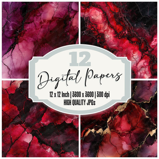 Deep Crimson Marble Digital Paper Pack (DDD000457)