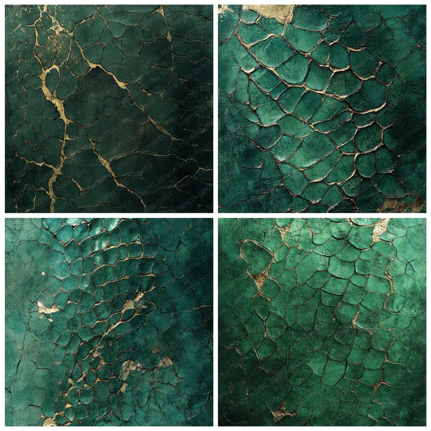 Deep Emerald Dragon Scale Texture Digital Paper Pack (DDD000458)