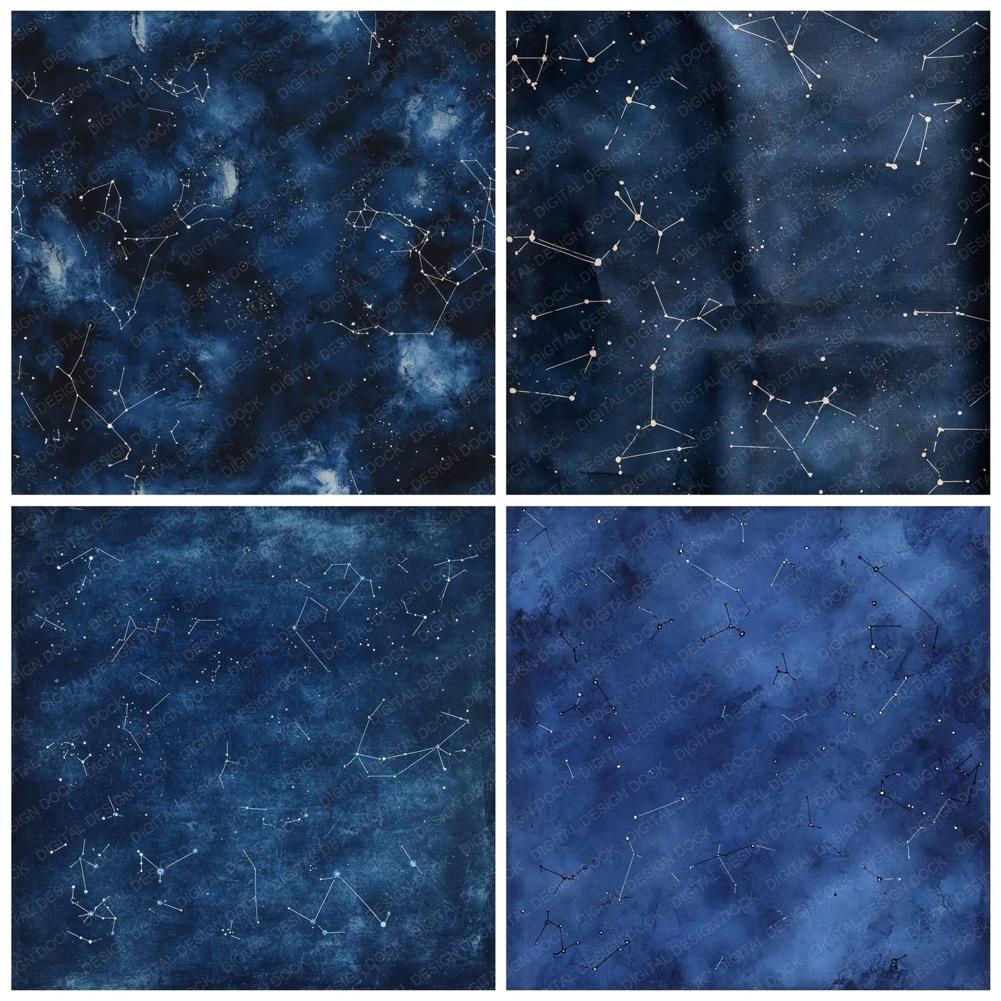 Deep Indigo Zodiac Constellations Digital Paper Pack (DDD000459)