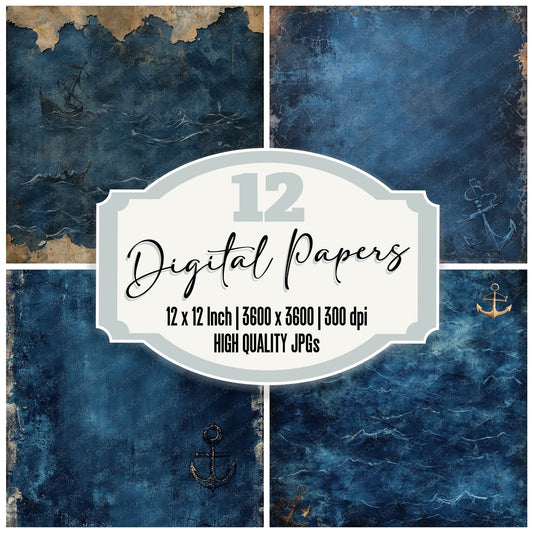 Deep Navy Nautical Digital Paper Pack (DDD000461)