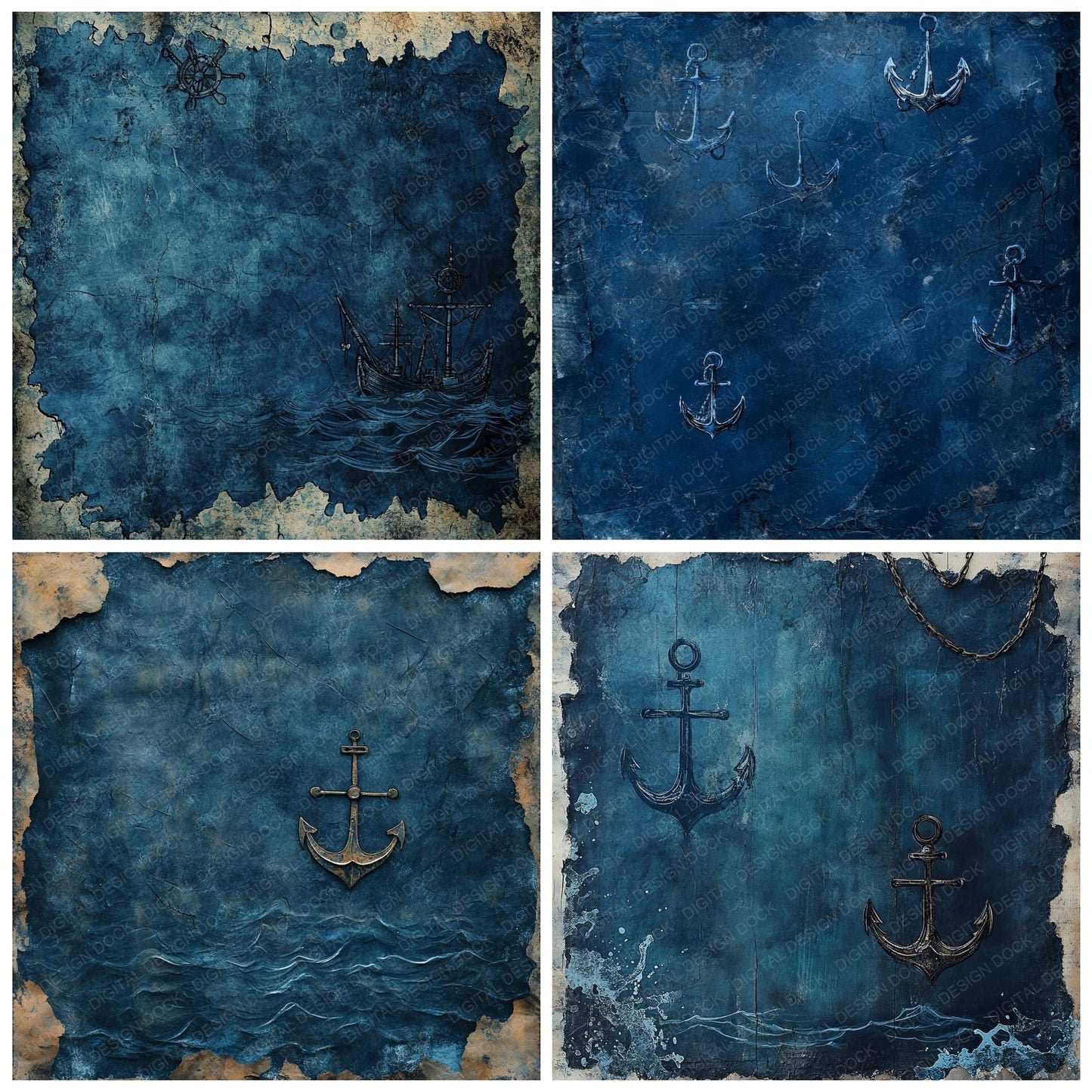 Deep Navy Nautical Digital Paper Pack (DDD000461)