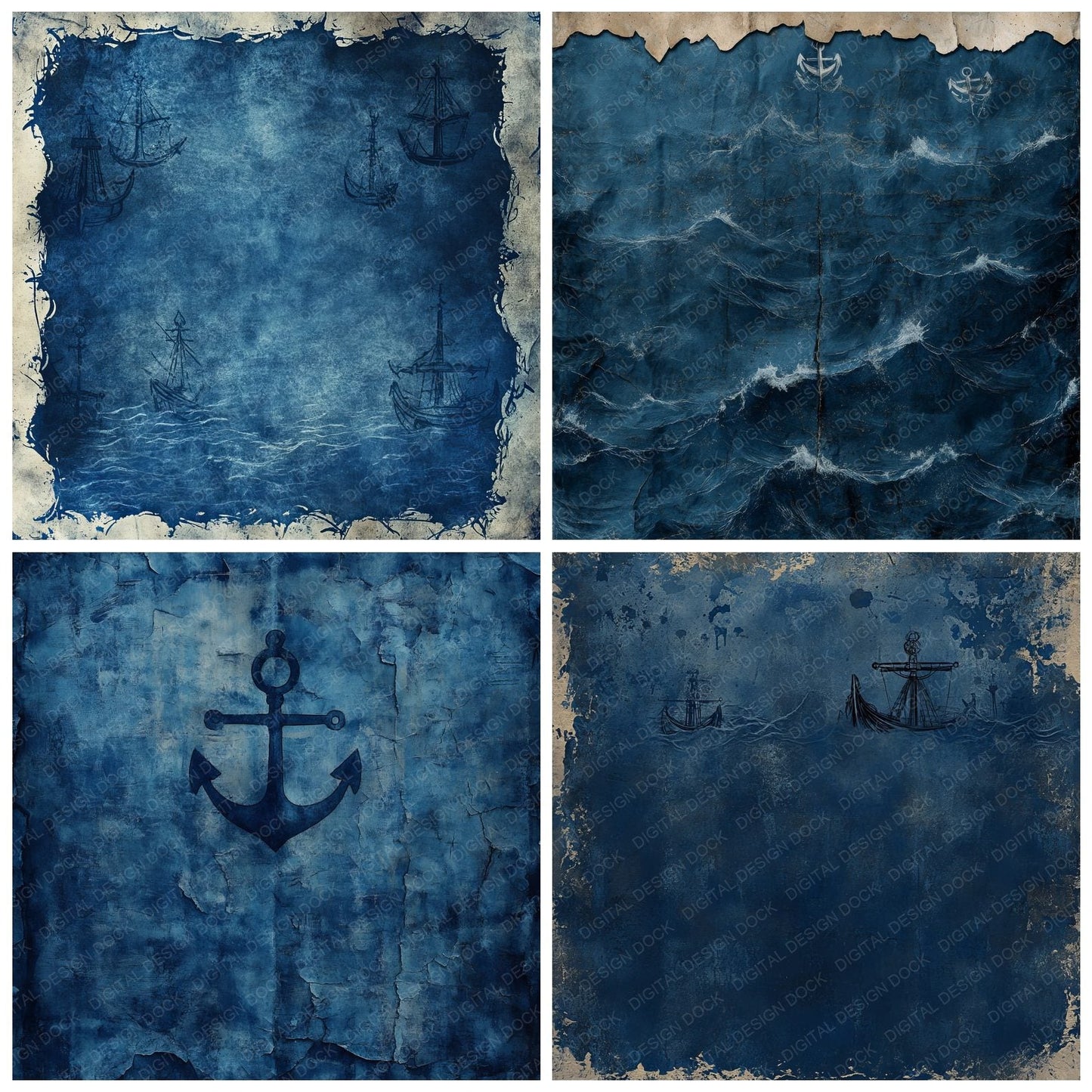 Deep Navy Nautical Digital Paper Pack (DDD000461)